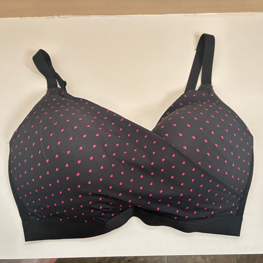 Déèsse Wirefree Padded T-Shirt Bra Black Red Polka Dot 38G